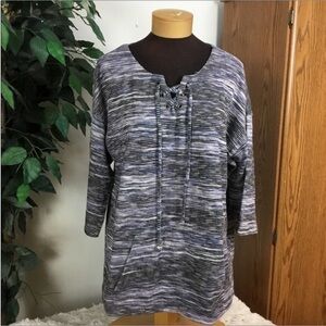CJ Banks cross front tie 3/4 sleeve pullover top Womans size 1X